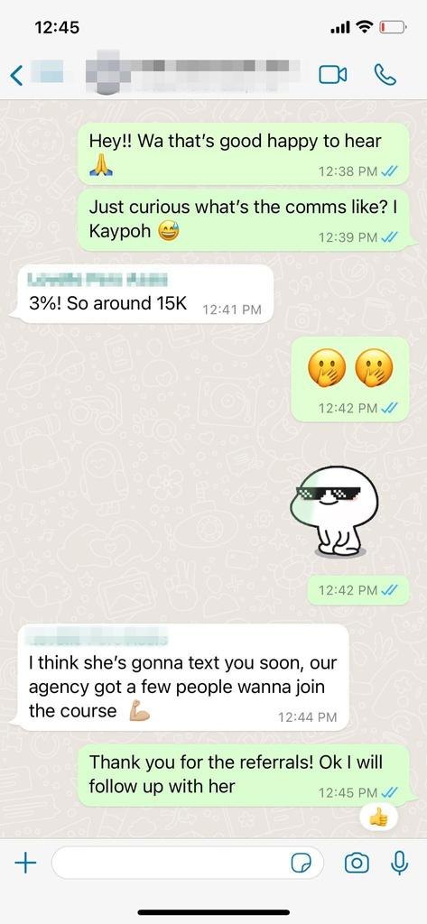 WhatsApp chat: an agent referring other agents to Kaizen